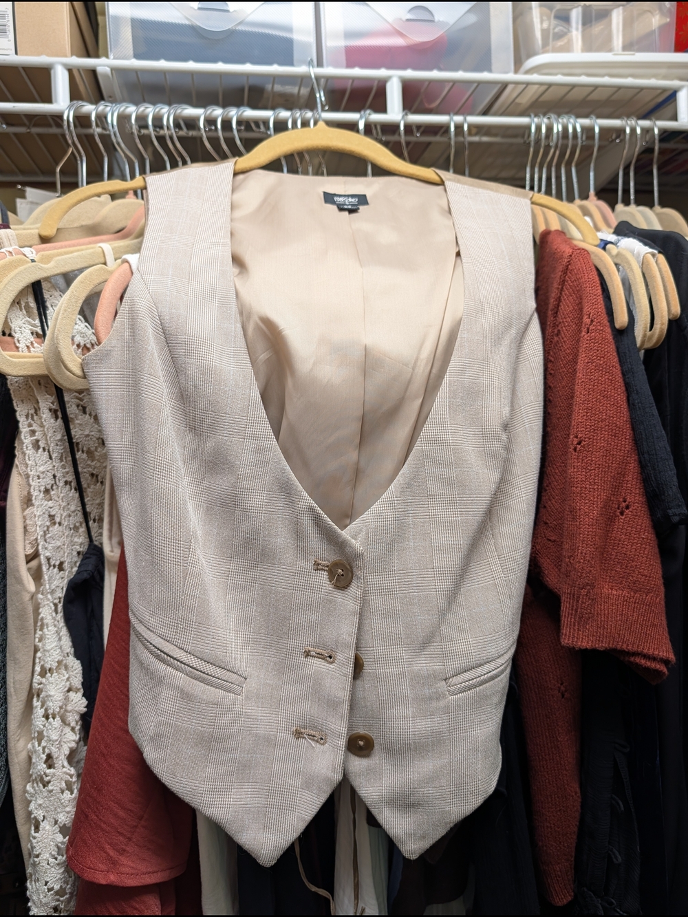 Mossimo Supply Co. Light Beige Plaid Women's Vest